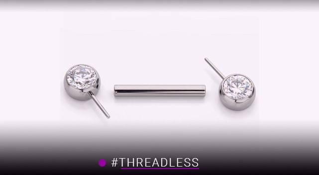 Threadless titanium piercing jewelry