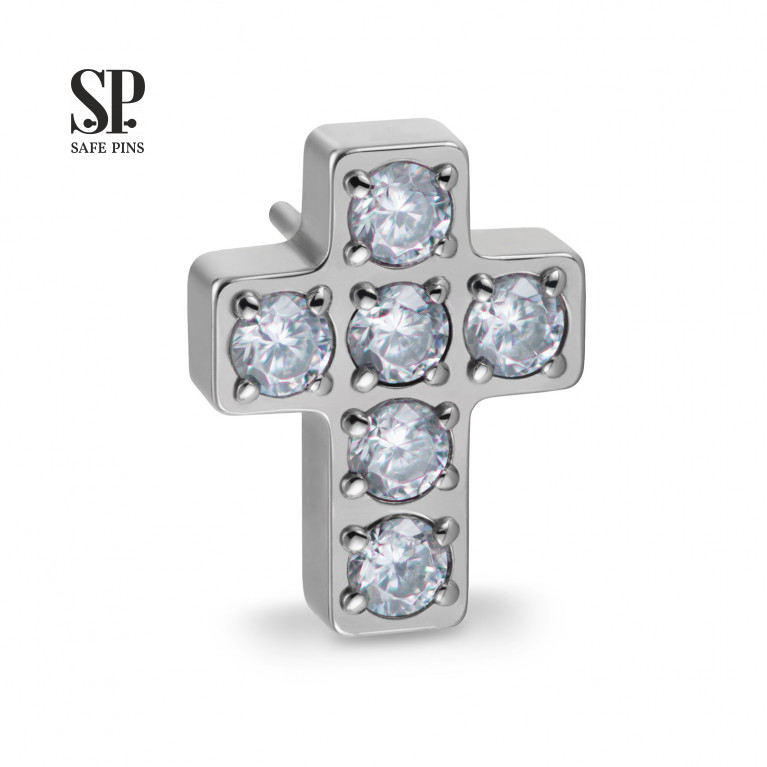 Threadless Big Cross Cluster with Clear CZ