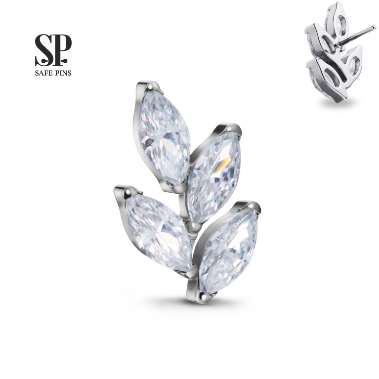Threadless Marquise Branch Cluster with Clear CZ