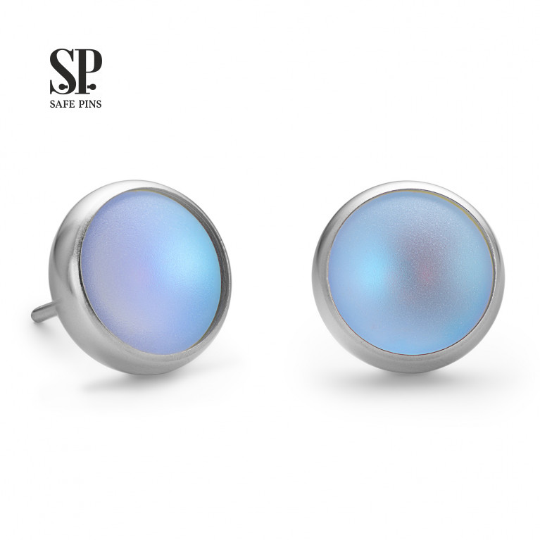 Flat Gem (Threadless) with Frosted Opalite Stone