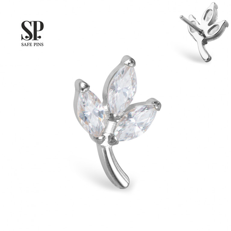 Threadless Marquise Twig Cluster with Clear CZ