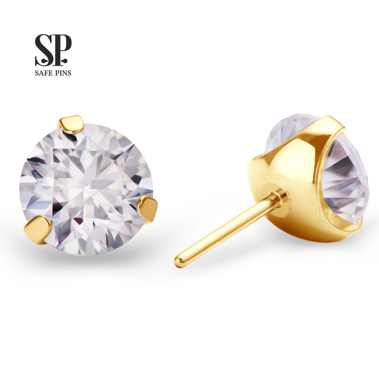 Semisphere top (Threadless) with Moissanite (Gold PVD)