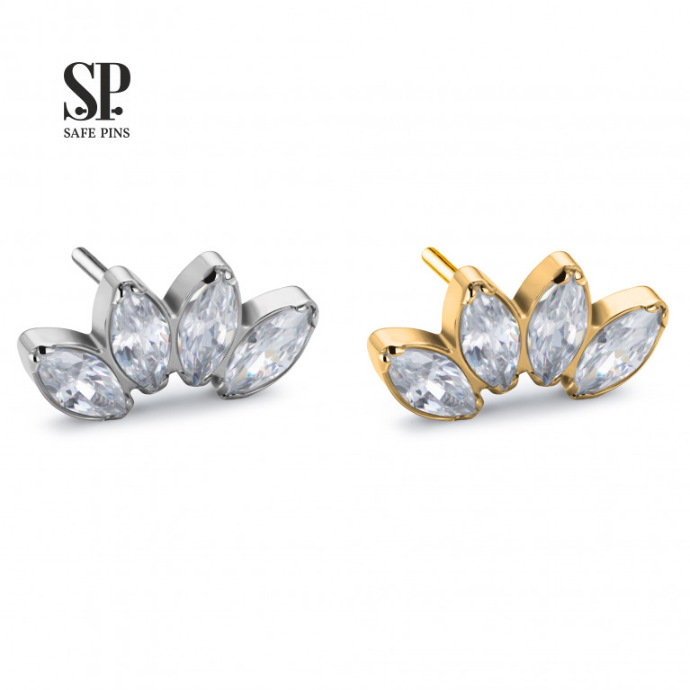 Threadless Quadruple Marquise with Clear CZ