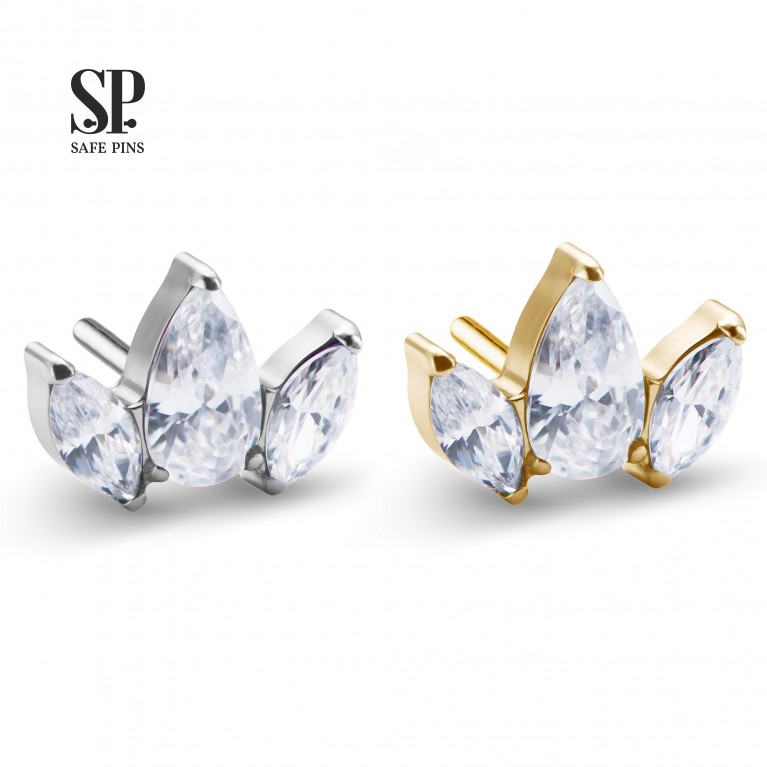 Threadless Marquise Pear Cluster with Clear CZ