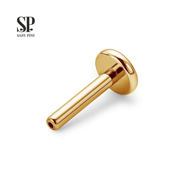 Threadless Labret without ball (Gold PVD) disc 4 mm