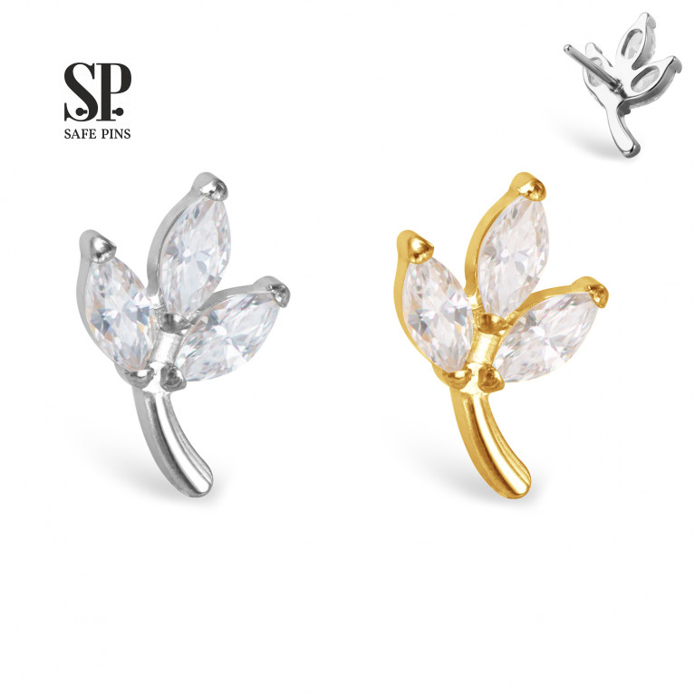 Threadless Marquise Twig Cluster with Clear CZ