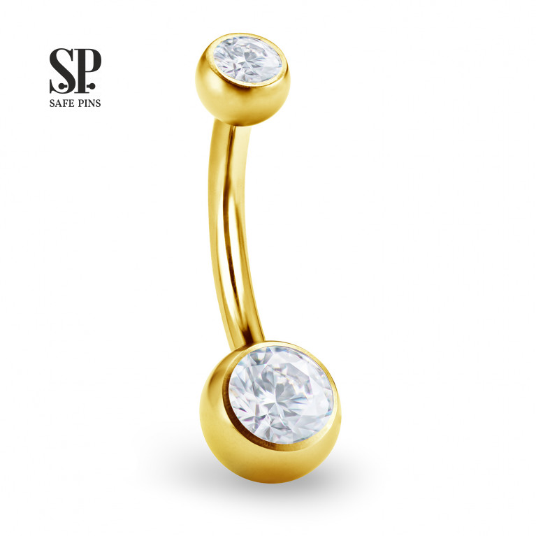 Internal double banana with CZ ball 4/6 mm (Gold PVD)