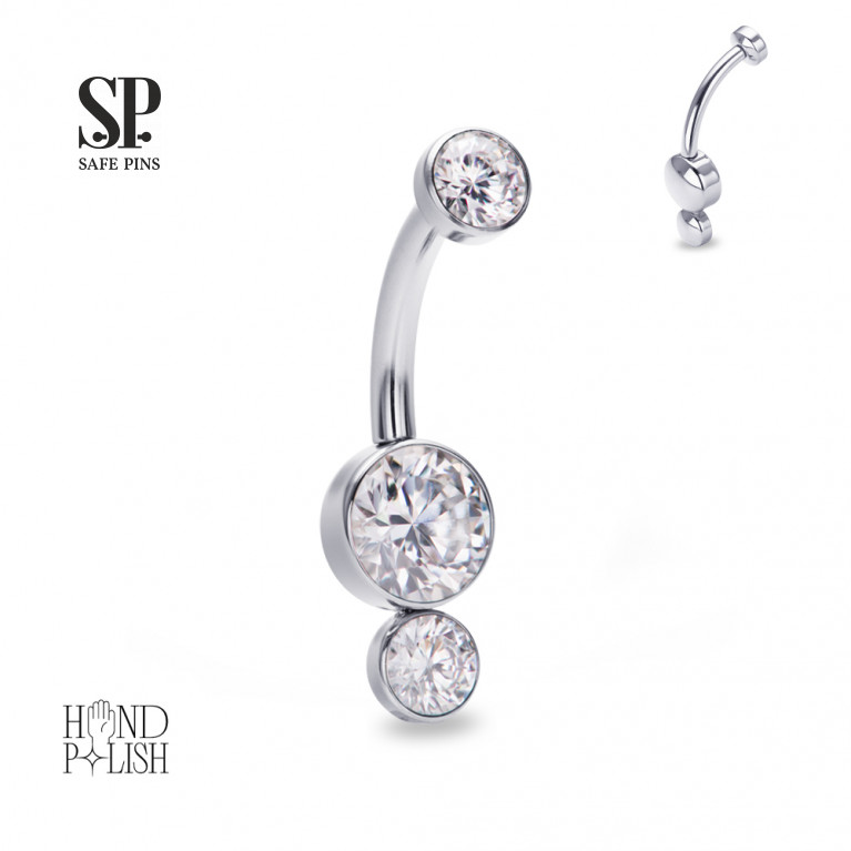 Internal double banana Double Disc with Clear CZ (HP)