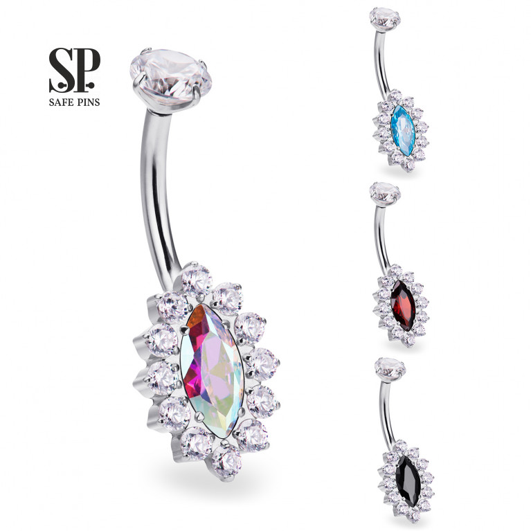 Internal double banana Marquise with CZ crystals