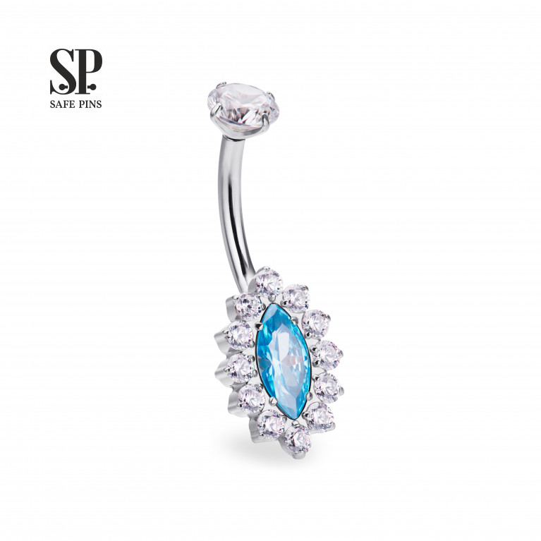 Internal double banana Marquise with CZ crystals
