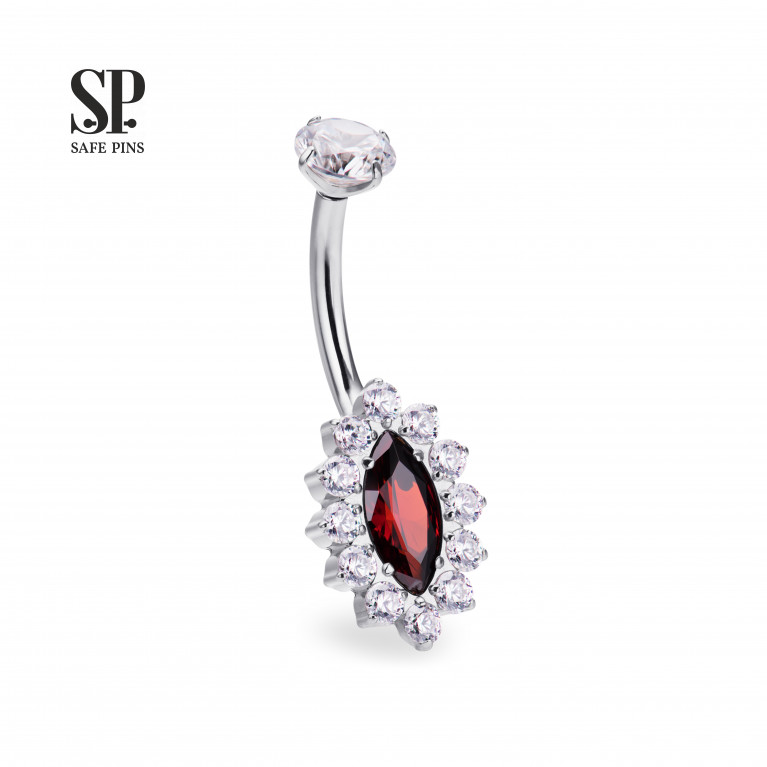 Internal double banana Marquise with CZ crystals