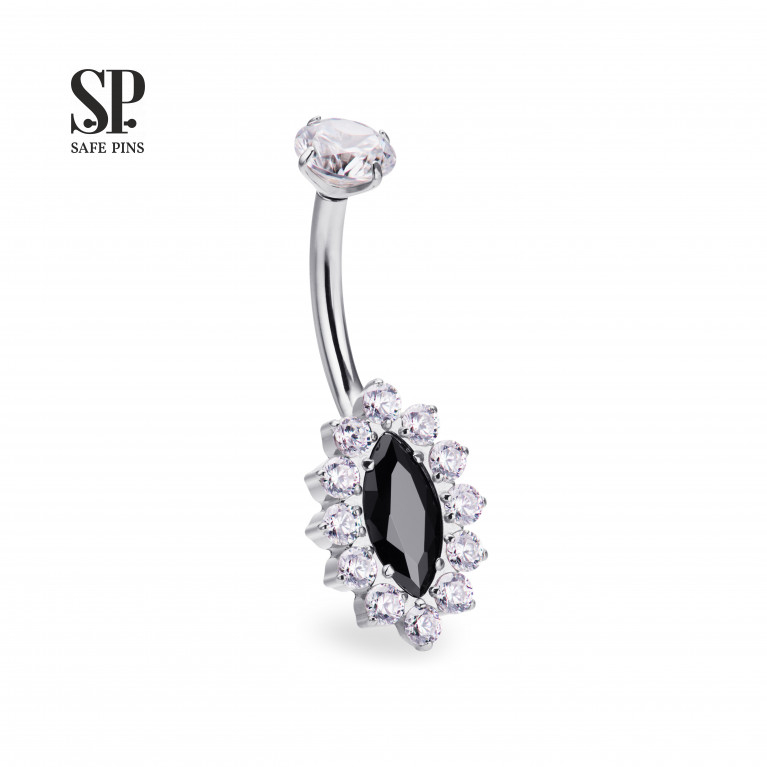 Internal double banana Marquise with CZ crystals