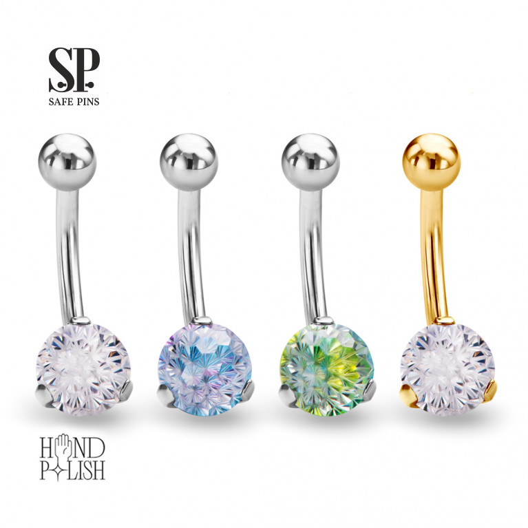 Internal double banana Prong with Clear CZ (HP)