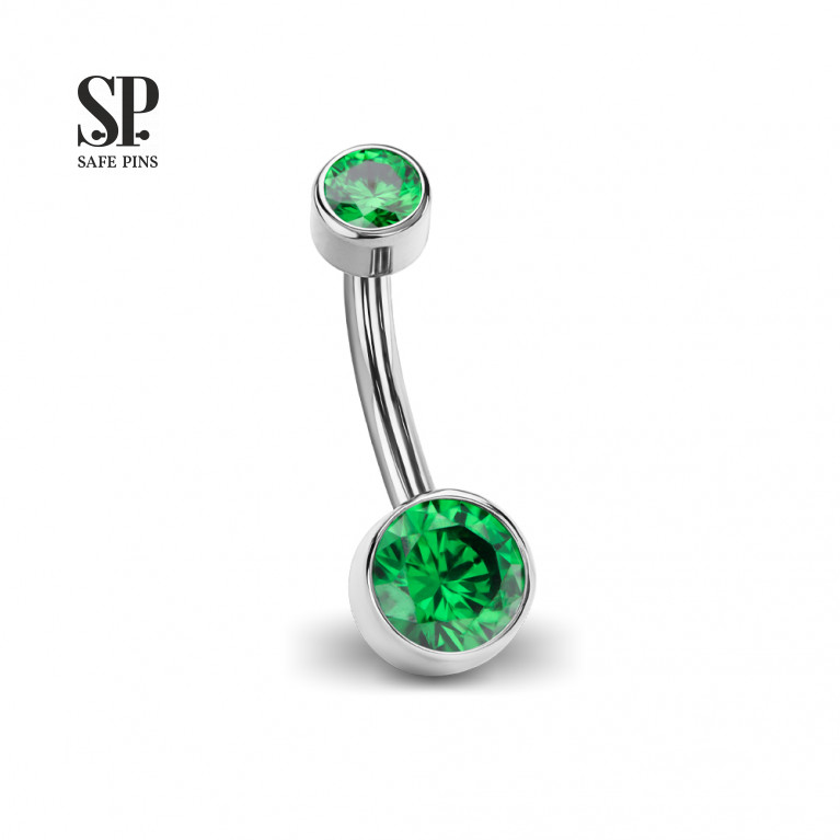 Internal double banana with Crystal CZ disc 4/6 mm