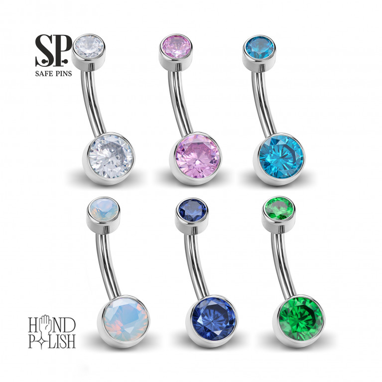 Internal double banana with Crystal CZ disc 4/6 mm