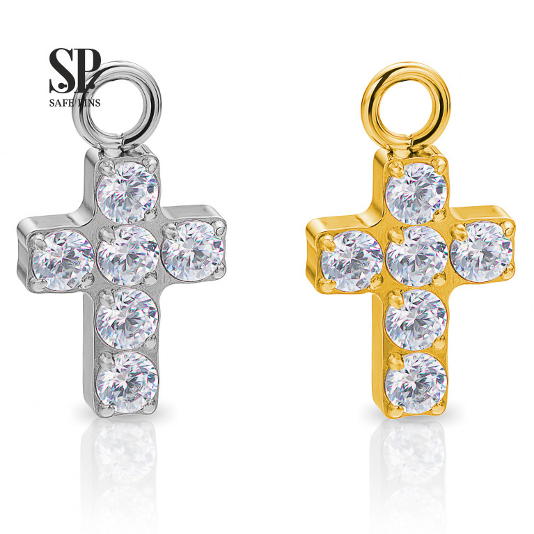 Cross Dangle top with Clear CZ