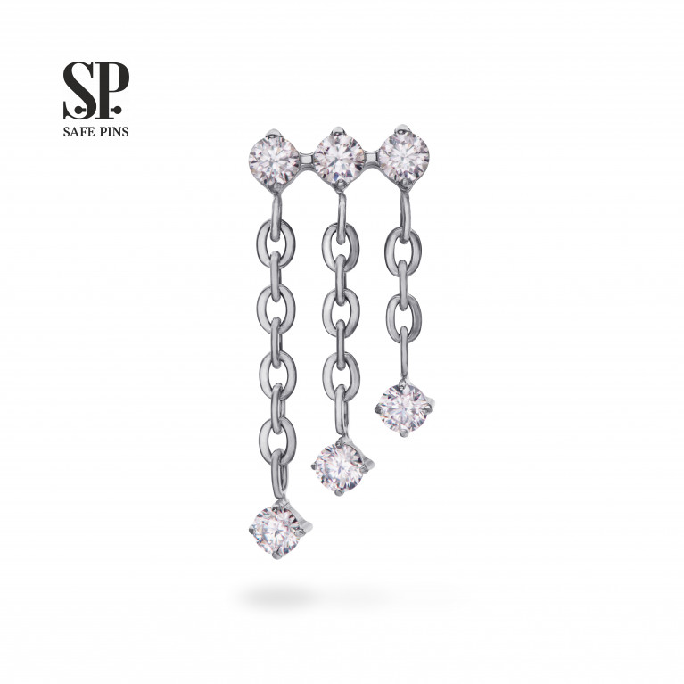 Dangle top with Clear CZ (Triple Prong Chain)