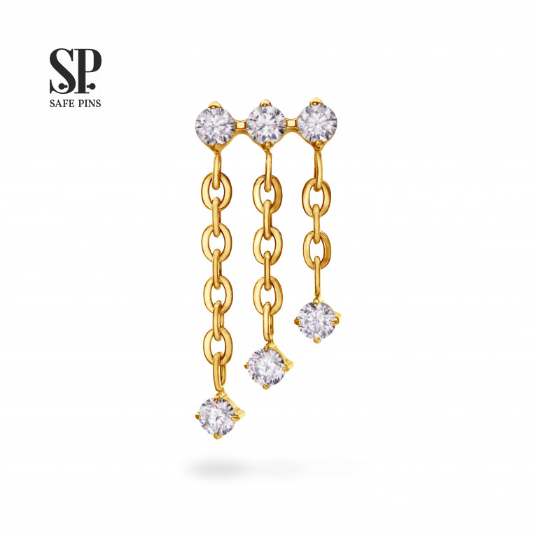 Dangle top with Clear CZ (Triple Prong Chain)