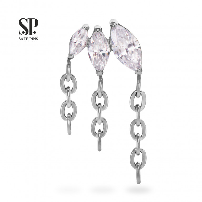 Dangle top with Clear CZ (Sprig Trine)