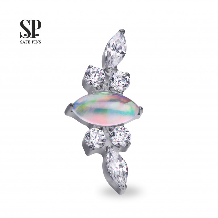 Marquise Cluster with white Jelly opal