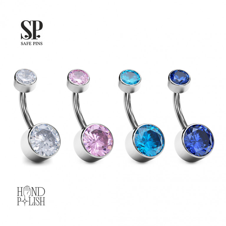 Internal Double Banana with Crystal CZ disc 5/8 mm (HP)