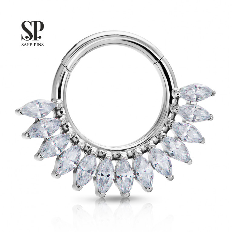 Hinged Segment Сlicker Marquise with Clear CZ