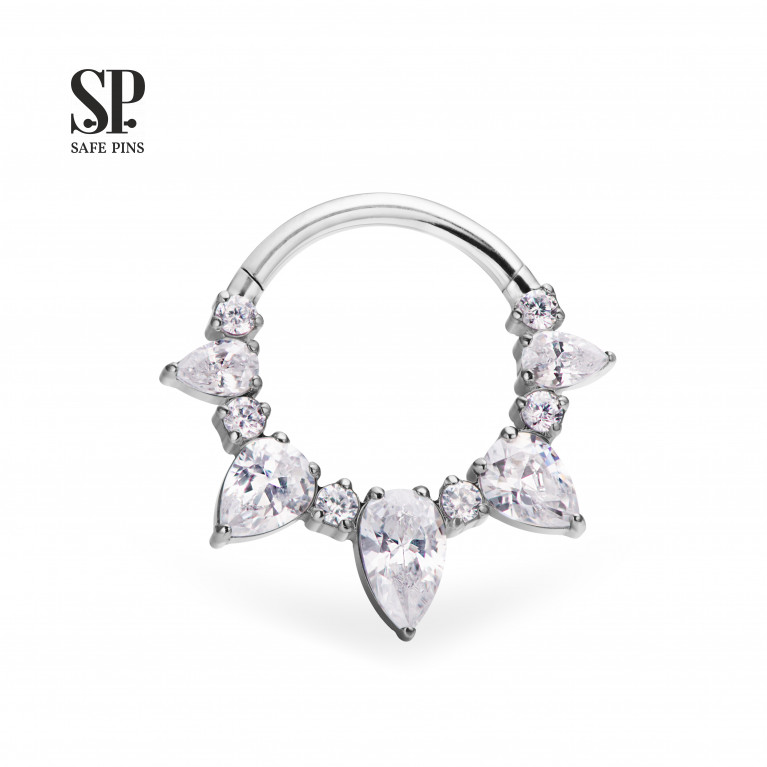 Hinged Segment Сlicker Marquise Pear with Clear CZ