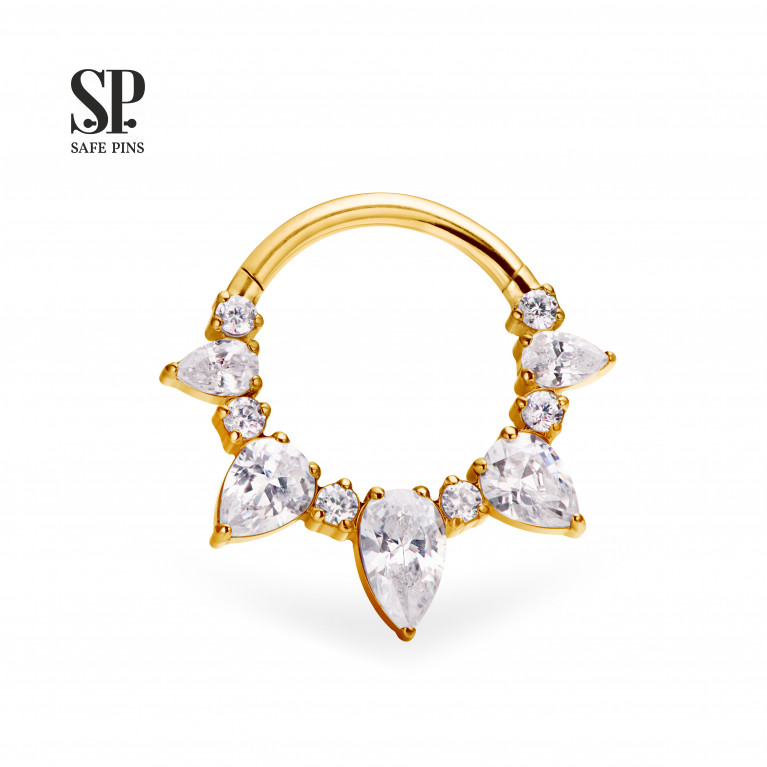 Hinged Segment Сlicker Marquise Pear with Clear CZ