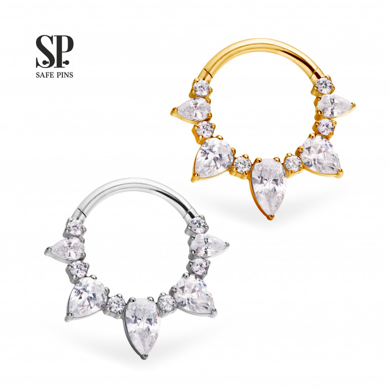 Hinged Segment Сlicker Marquise Pear with Clear CZ