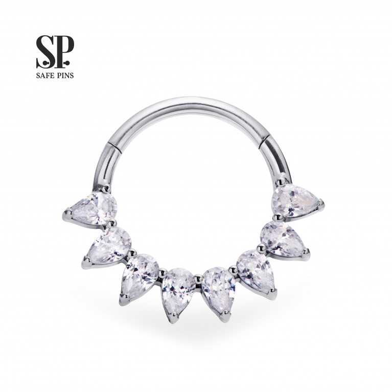 Hinged Segment Сlicker Pears with Clear CZ