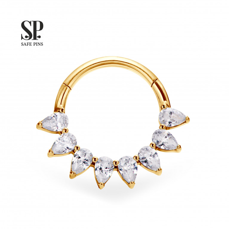 Hinged Segment Сlicker Pears with Clear CZ