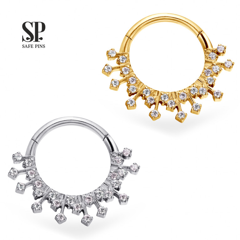 Hinged Segment Сlicker Radiant with Clear CZ