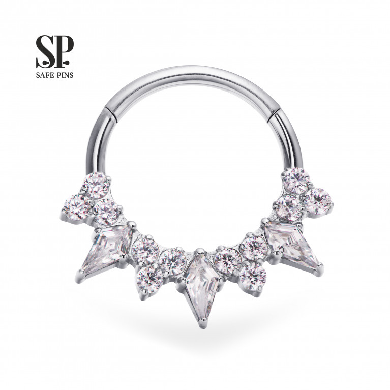 Hinged Segment Сlicker Rhombus with Clear CZ