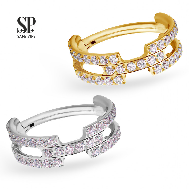 Hinged Segment Сlicker Stripes with Clear CZ