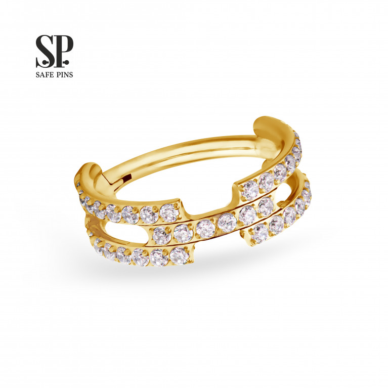 Hinged Segment Сlicker Stripes with Clear CZ