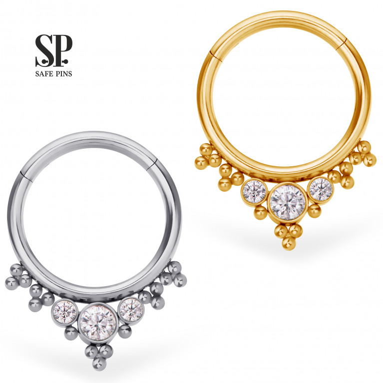 Hinged Segment Сlicker Bubbles with three Clear CZ