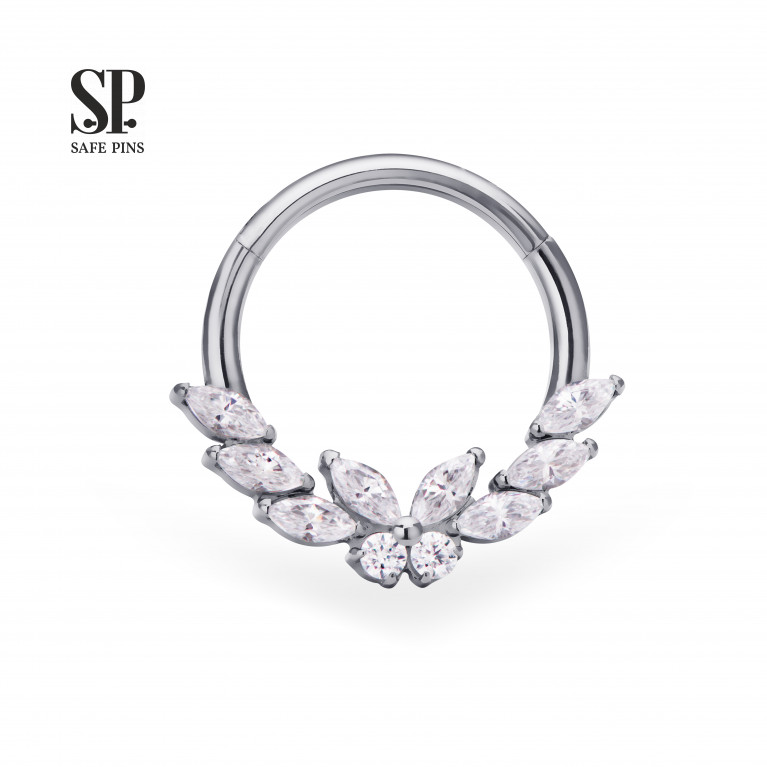 Hinged Segment Сlicker Marquise Butterfly with Clear CZ