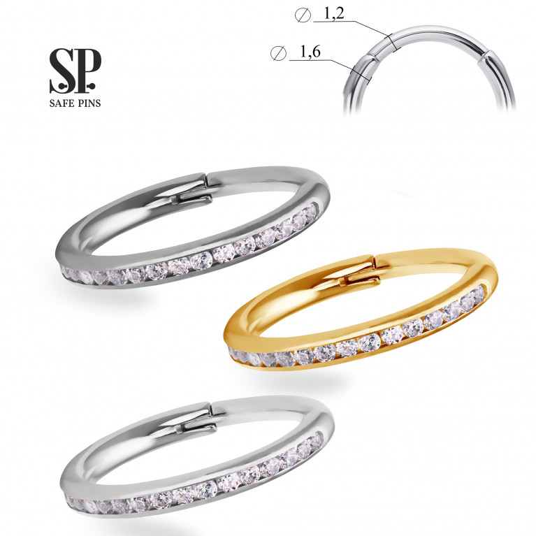 Hinged Segment Сlicker Rail with Clear CZ