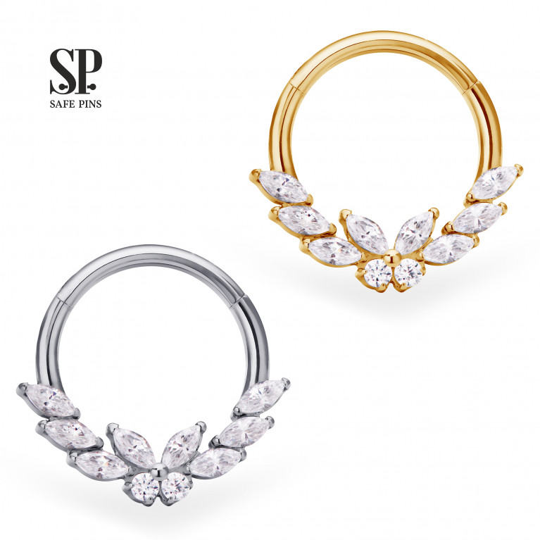 Hinged Segment Сlicker Marquise Butterfly with Clear CZ