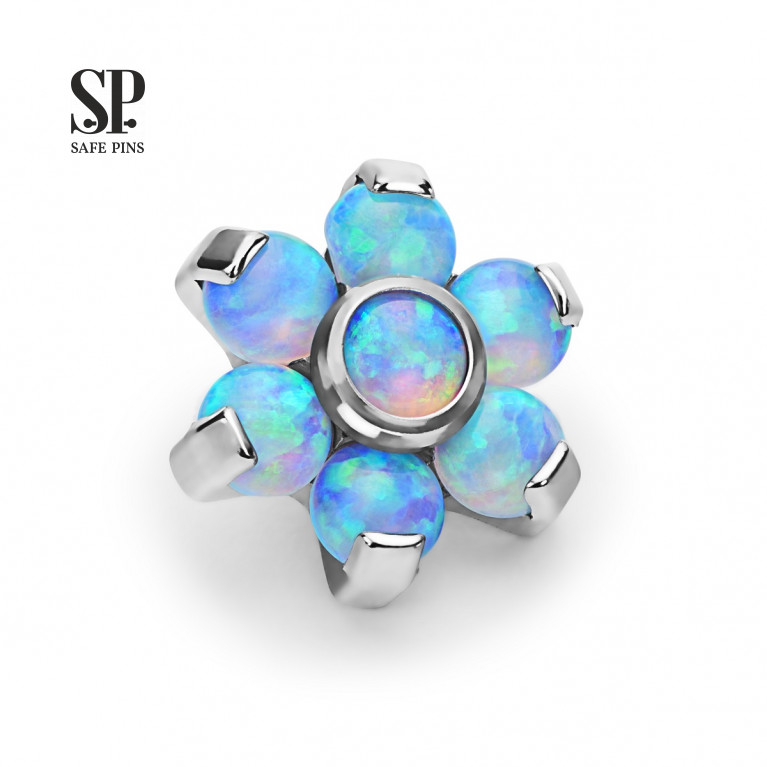 Opal Flower top with blue opals
