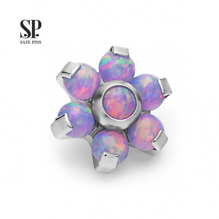Opal Flower top with purple opals