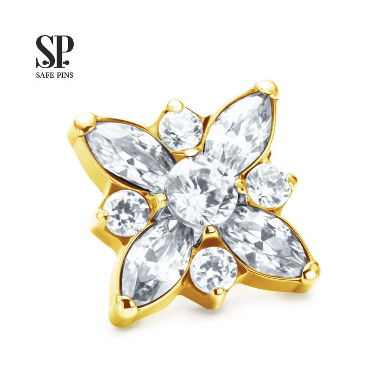 Marquise Flower top with Clear CZ (Gold PVD)