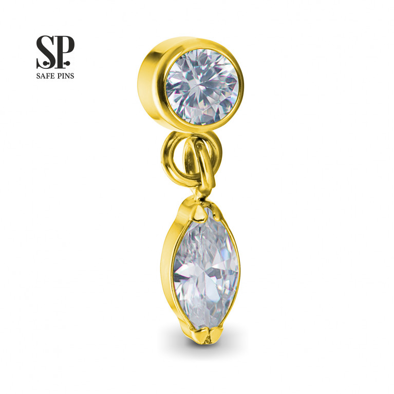 Single Marquise Dangle top with Clear CZ (Gold PVD)