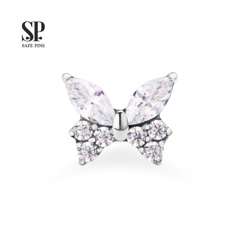 Butterfly top with CZ crystals