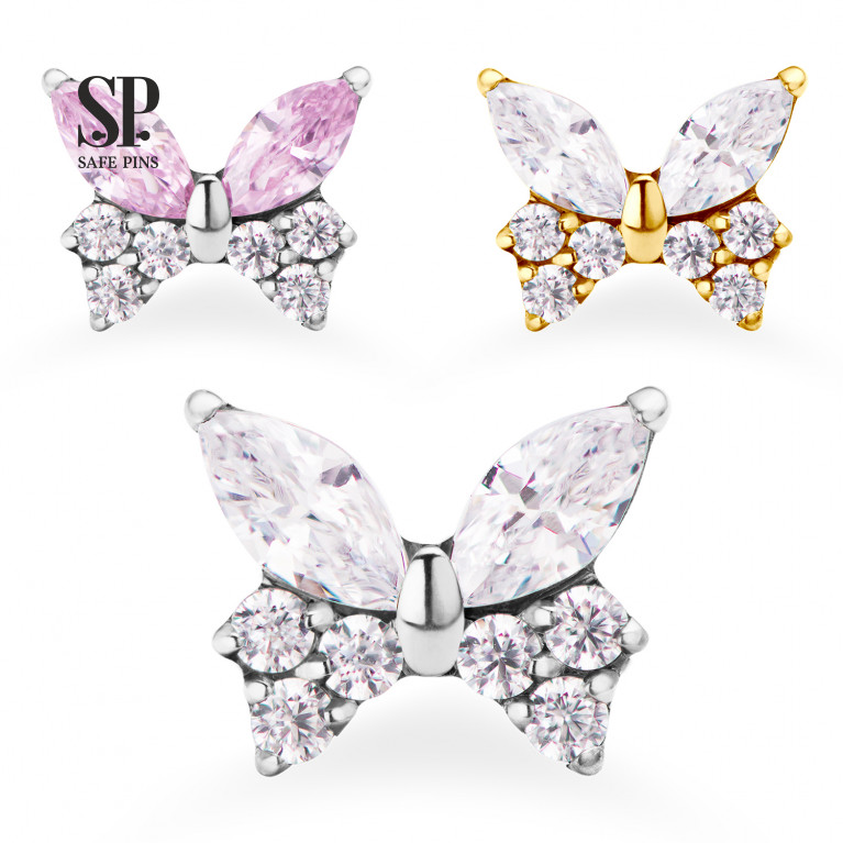 Butterfly top with CZ crystals