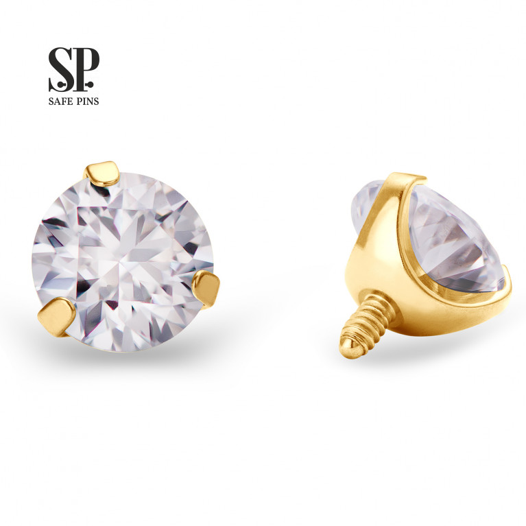 Semisphere top with Moissanite (Gold PVD)