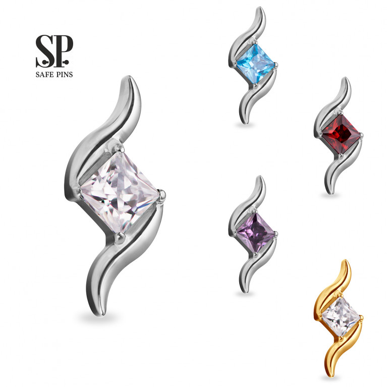 Wave top with CZ crystals