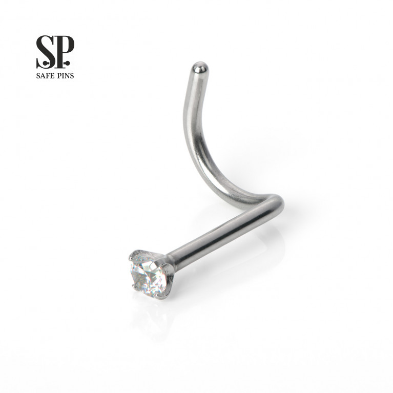 Nose stud with crystal Clear CZ