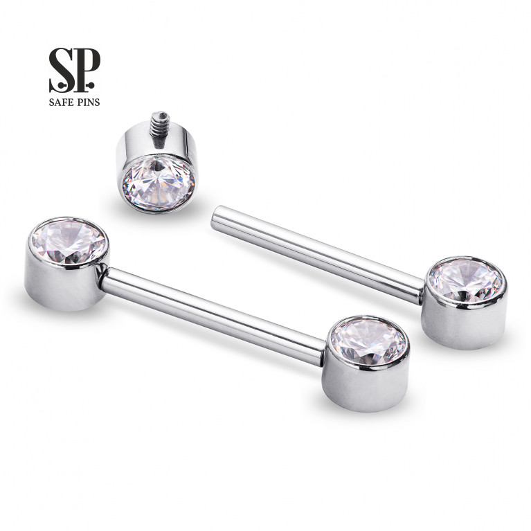 Internal Nipple Barbell with Clear CZ